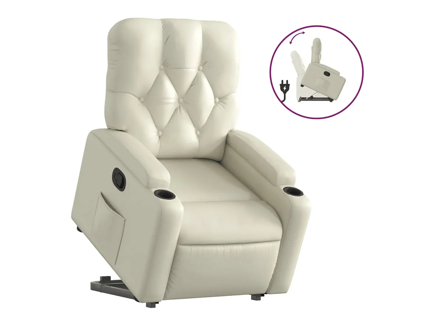 Poltrona* Poltrona reclinável elevatória couro artificial cor PT923661 Creme
