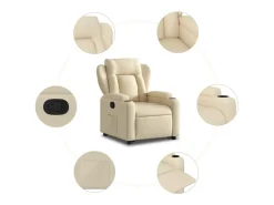 Discount vidaxl Poltrona reclinável elevatória tecido cor Creme