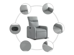 Poltrona|vidaxl Poltrona reclinável elevatória elétrica tecido -claro Cinzento