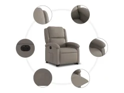 Poltrona|vidaxl Poltrona reclinável elevatória elétrica cinza-acastanhado Taupe
