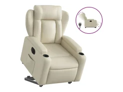 Best Poltrona reclinável elevatória elétrica couro artificial PT768560 Creme