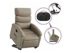 Online Poltrona reclinável elevatória couro artificial cor cappuccino PT718754 Castanho
