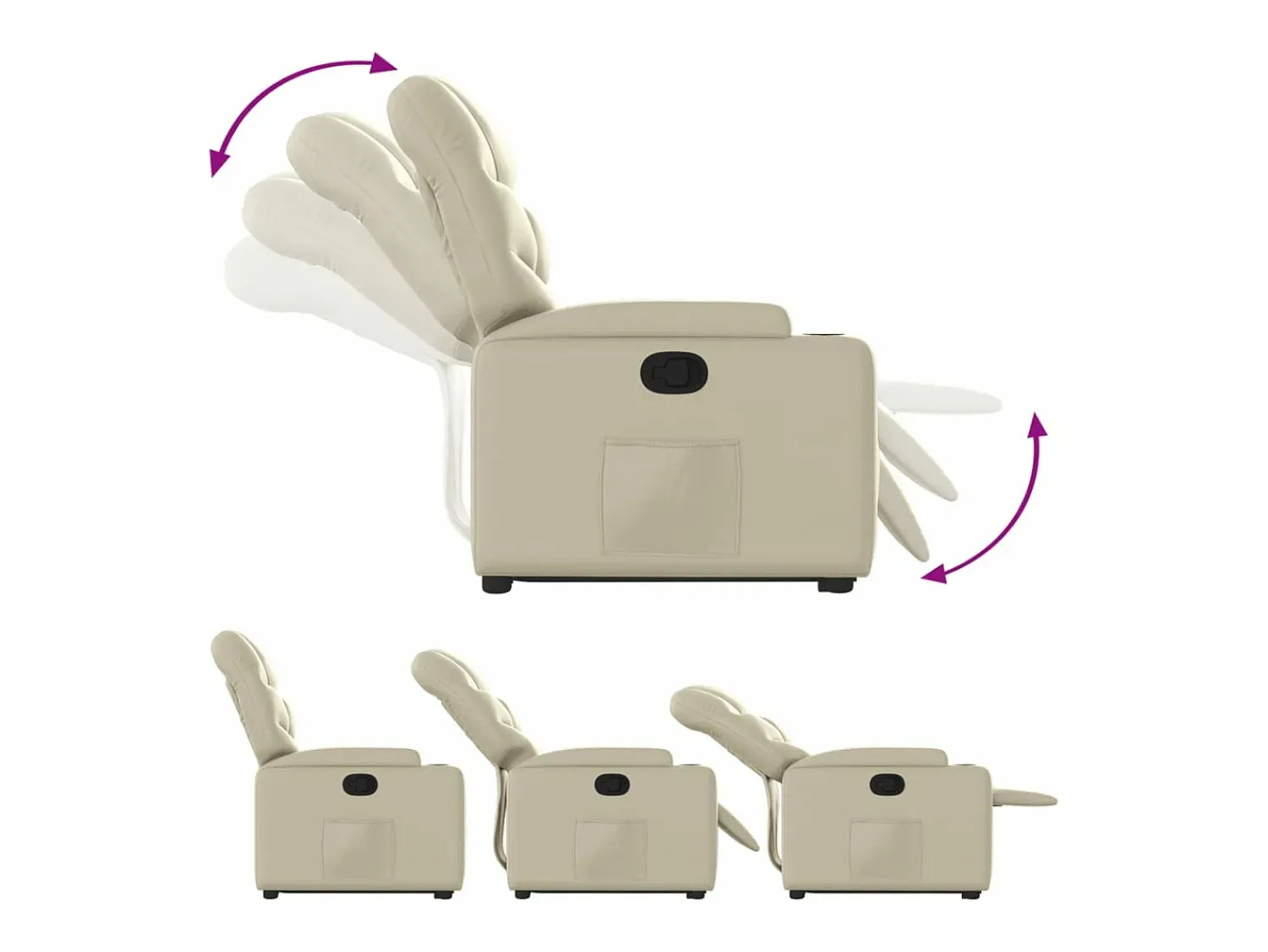 Sale vidaxl Poltrona reclinável elevatória couro artificial cor Creme