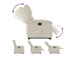 Online vidaxl Poltrona reclinável elevatória elétrica couro artificial Creme