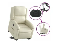 Online vidaxl Poltrona reclinável elevatória elétrica couro artificial Creme