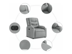 Poltrona*vidaxl Poltrona reclinável elevatória elétrica tecido -claro Cinzento