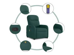 vidaxl Poltrona reclinável elevatória de massagens tecido -escuro^ Poltrona