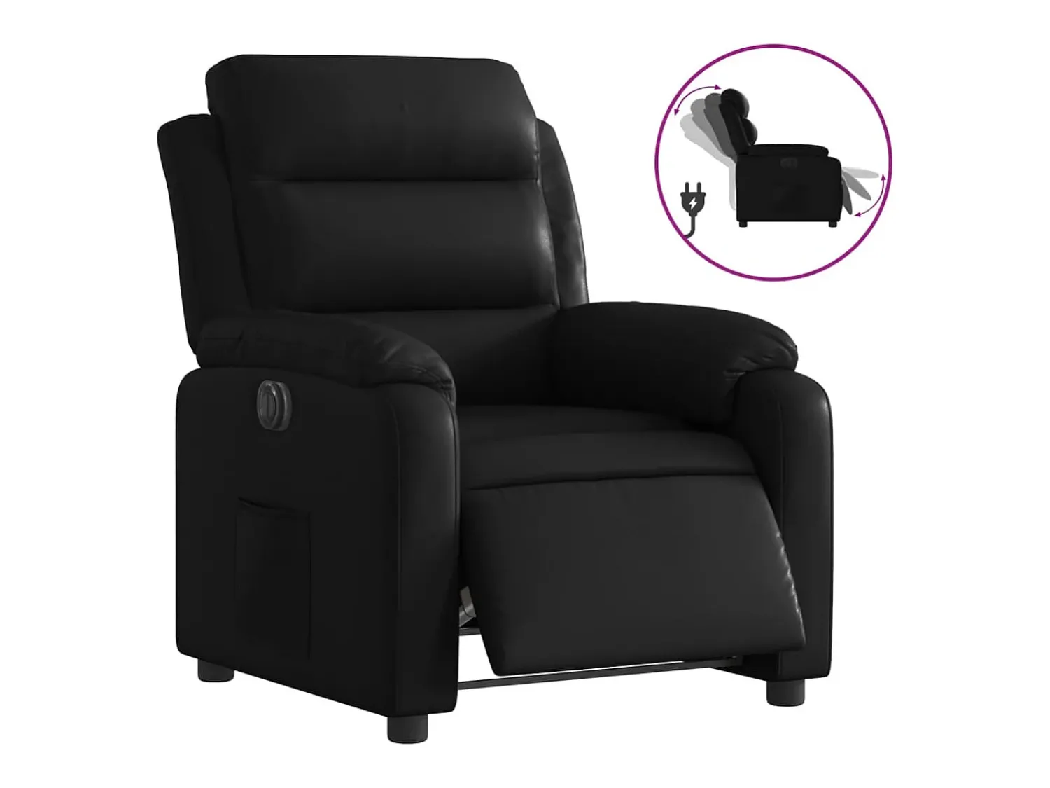 Best Poltrona reclinável elétrica couro artificial PT173651 Preto
