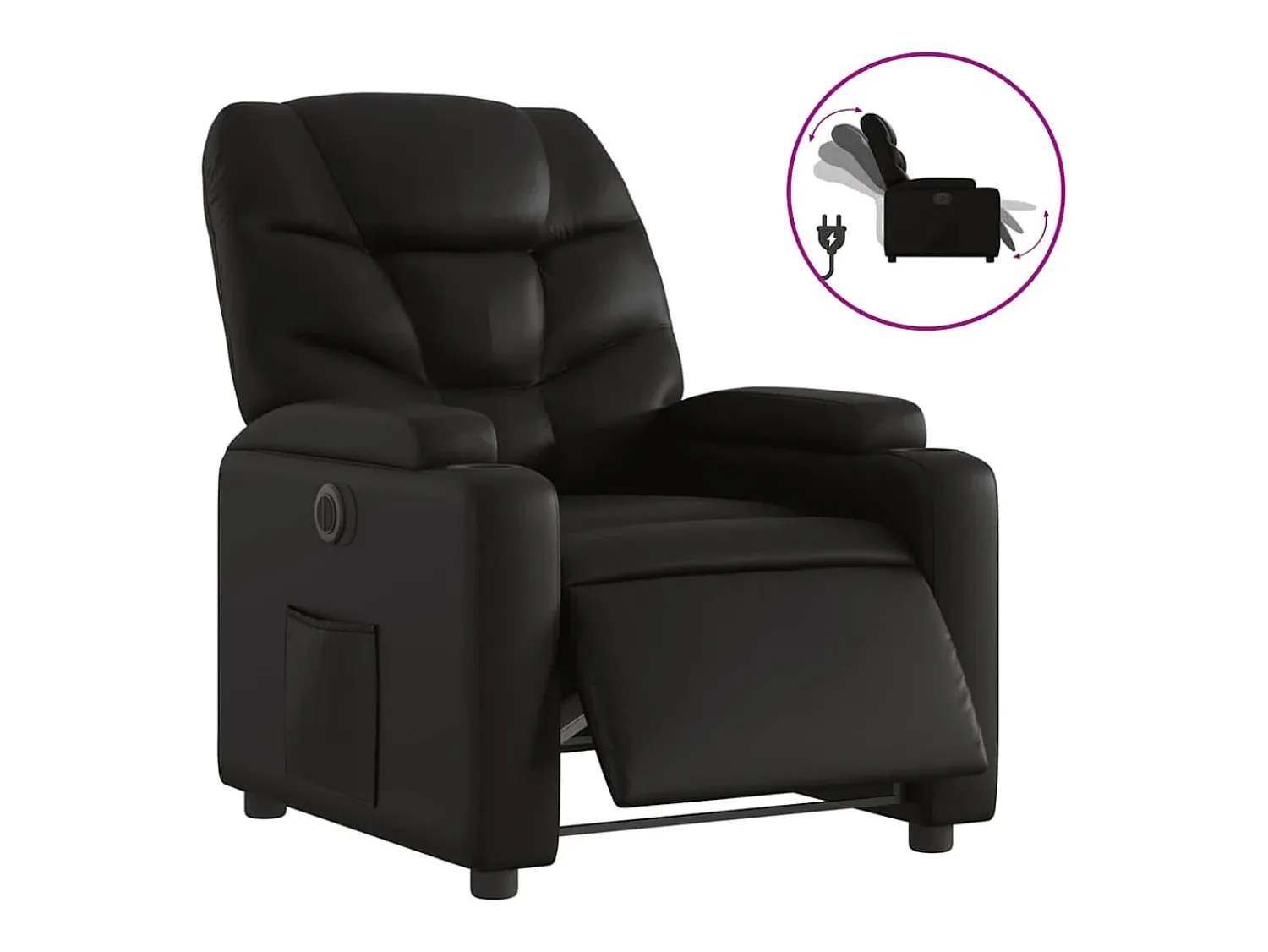 Poltrona*vidaxl Poltrona reclinável elétrica couro artificial Preto