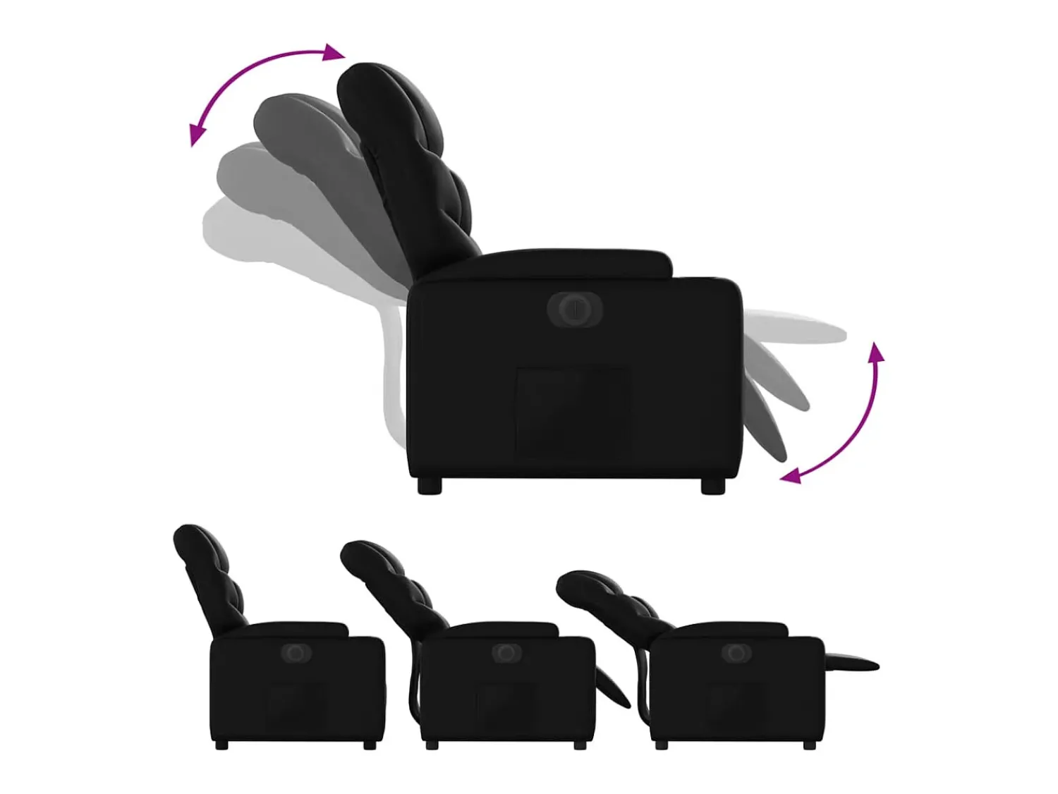 Poltrona*vidaxl Poltrona reclinável elétrica couro artificial Preto