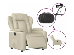 Poltrona| Poltrona reclinável elétrica couro artificial cor PT572707 Creme