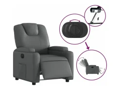 Poltrona* Poltrona reclinável elétrica couro artificial PT651860 Cinzento