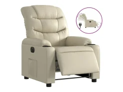 Best vidaxl Poltrona reclinável elétrica couro artificial cor Creme
