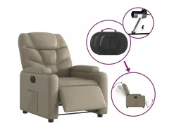 Poltrona* Poltrona reclinável elétrica couro artificial cor cappuccino PT457865 Castanho