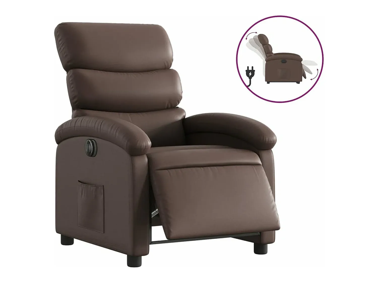 Outlet Poltrona reclinável elétrica couro artificial PT934279 Castanho