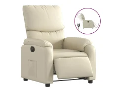 Poltrona| Poltrona reclinável elétrica couro artificial cor PT331545 Creme