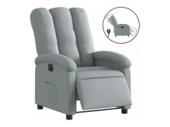 Poltrona*vidaxl Poltrona reclinável elétrica tecido -claro Cinzento