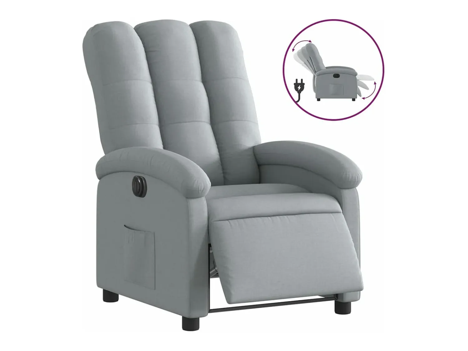 Poltrona*vidaxl Poltrona reclinável elétrica tecido -claro Cinzento