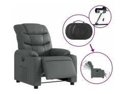Poltrona* Poltrona reclinável elétrica couro artificial PT561366 Cinzento