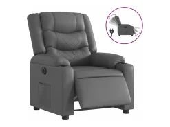 Poltrona* Poltrona reclinável elétrica couro artificial PT726825 Cinzento