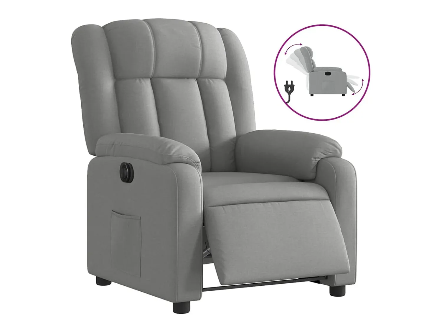 Poltrona* Poltrona reclinável elétrica tecido cinzento-claro PT591457 Cinzento claro