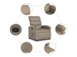 Poltrona*vidaxl Poltrona reclinável elétrica couro artificial cor cappuccino Castanho