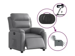 Poltrona|vidaxl Poltrona reclinável elétrica couro artificial Cinzento