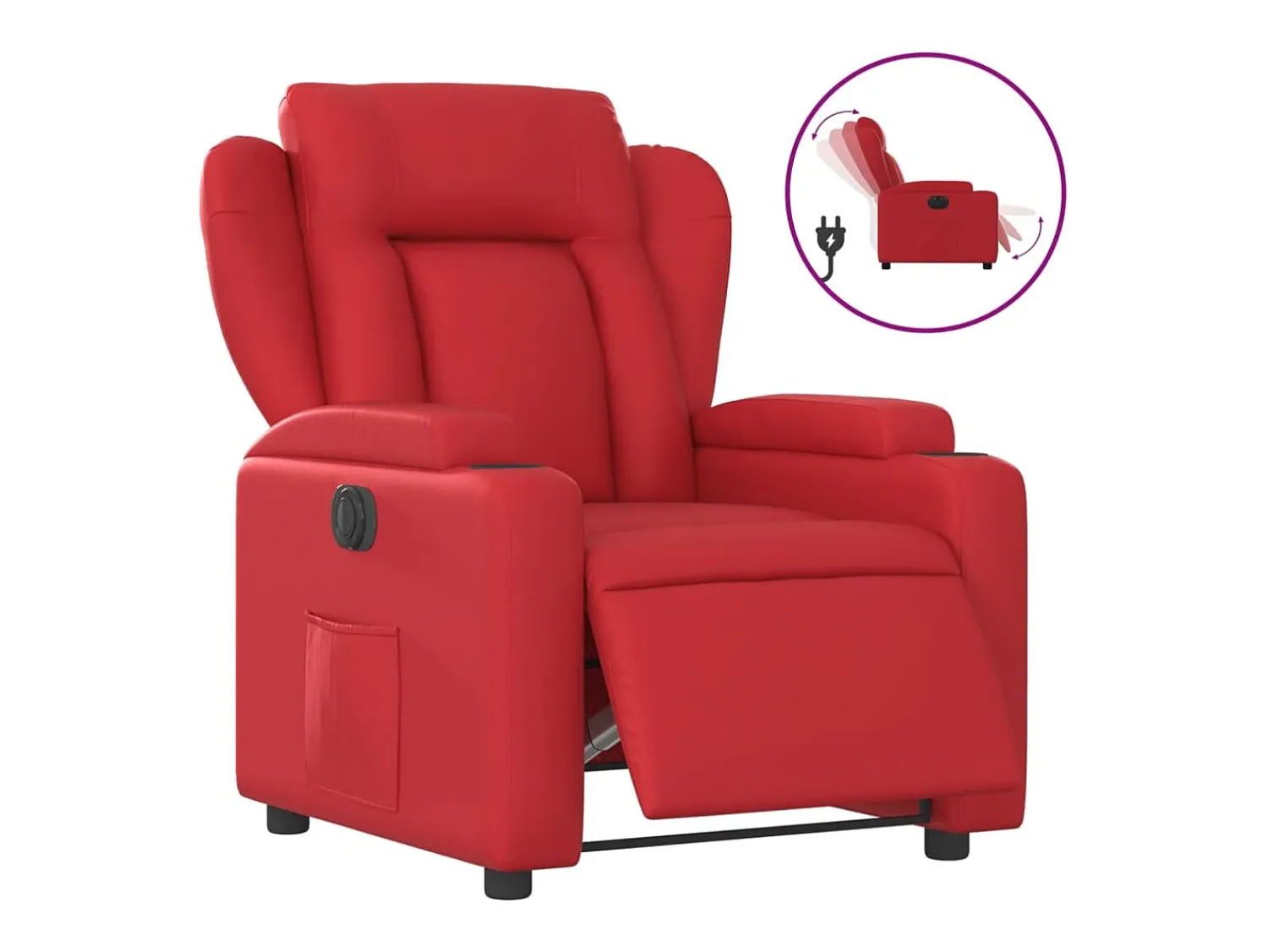 Poltrona* Poltrona reclinável elétrica couro artificial PT207434 Vermelho