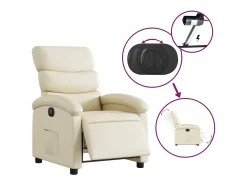 Poltrona*vidaxl Poltrona reclinável elétrica couro artificial cor Creme
