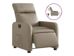 Poltrona reclinável elétrica couro artificial cor cappuccino PT887311 Castanho