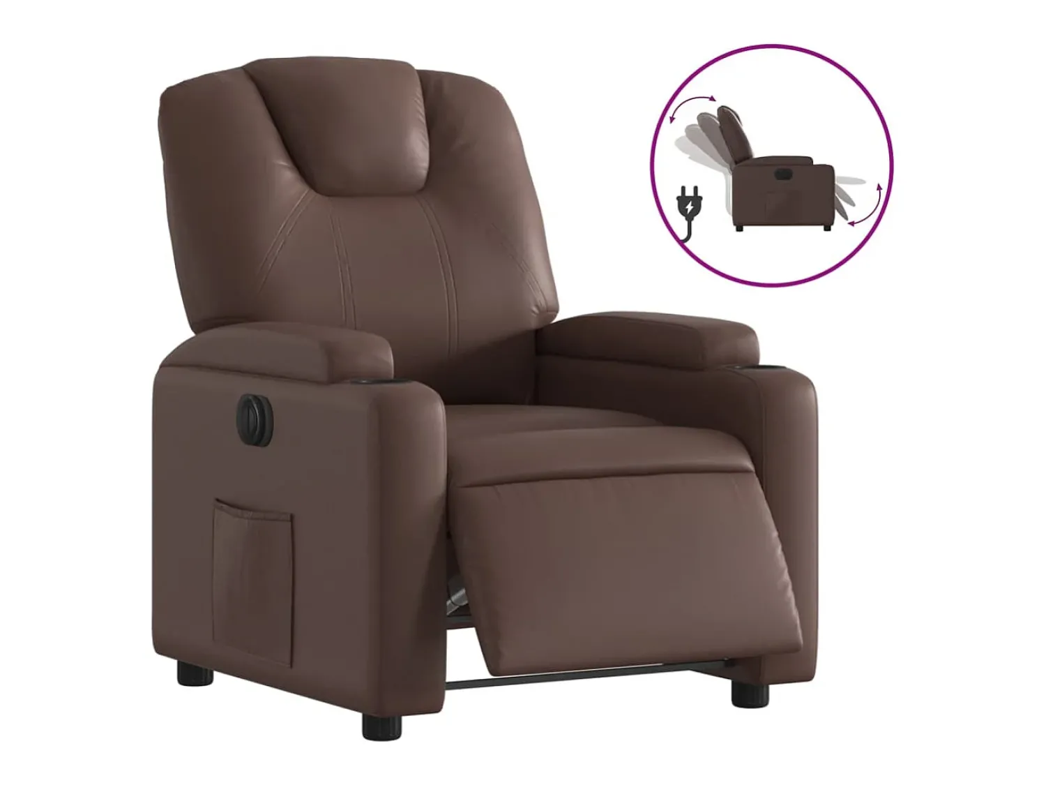 Poltrona| Poltrona reclinável elétrica couro artificial PT138720 Castanho