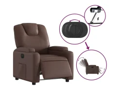 Poltrona| Poltrona reclinável elétrica couro artificial PT138720 Castanho
