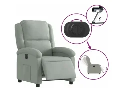 Poltrona* Poltrona reclinável elétrica veludo cinzento-claro PT529402 Cinzento claro