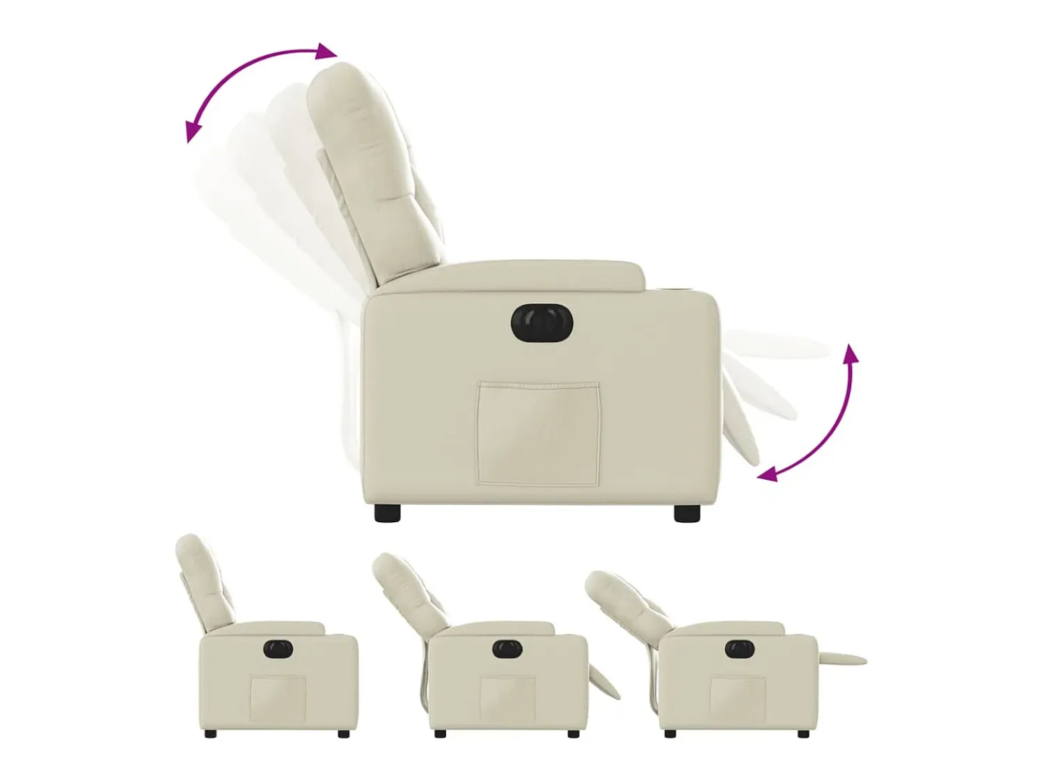 Poltrona*vidaxl Poltrona reclinável elétrica couro artificial cor Creme