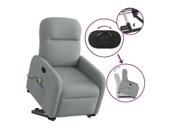 Poltrona*vidaxl Poltrona reclinável massagens tecido -claro Cinzento