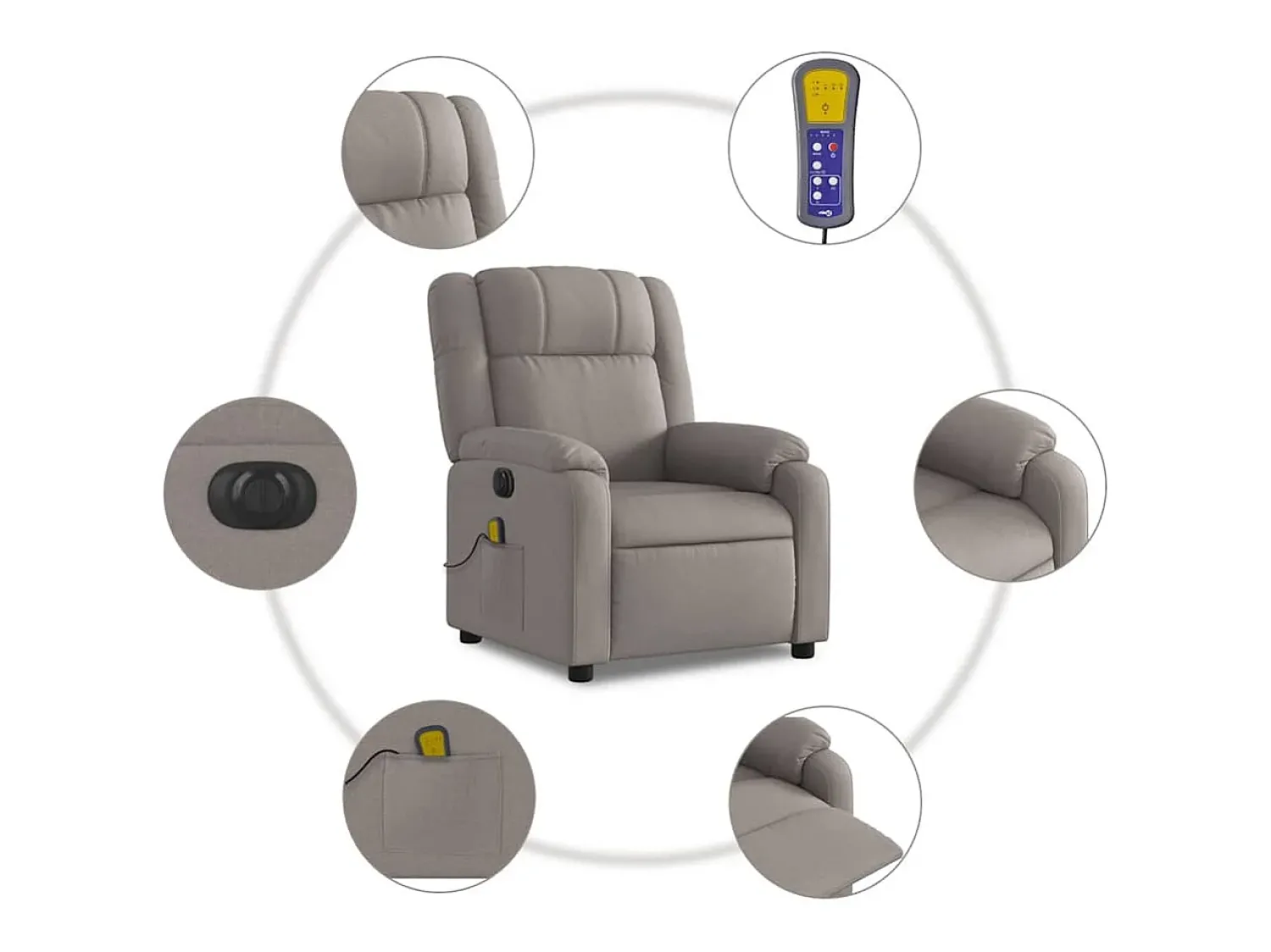 Poltrona| Poltrona reclinável massagens elétrica | Poltrona Confortável tecido cinza-acastanhado SHL926631 Taupe