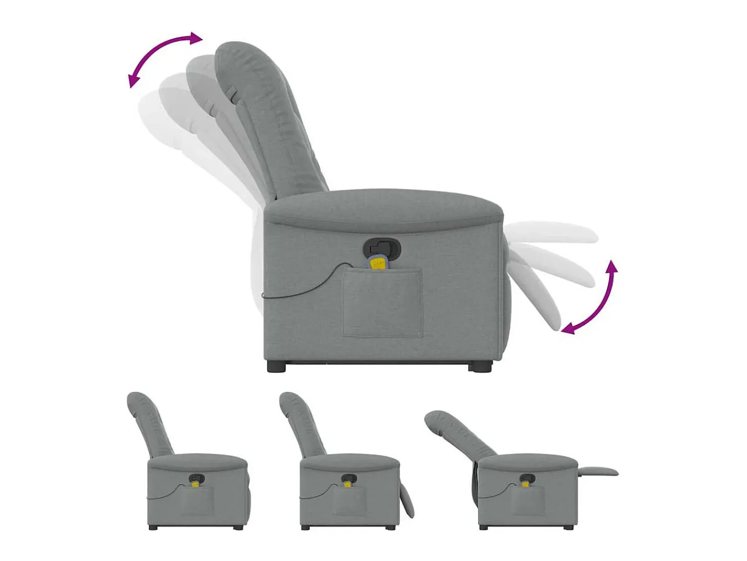 Poltrona* Poltrona reclinável massagens | Poltrona Confortável tecido -claro SHL345312 Cinzento