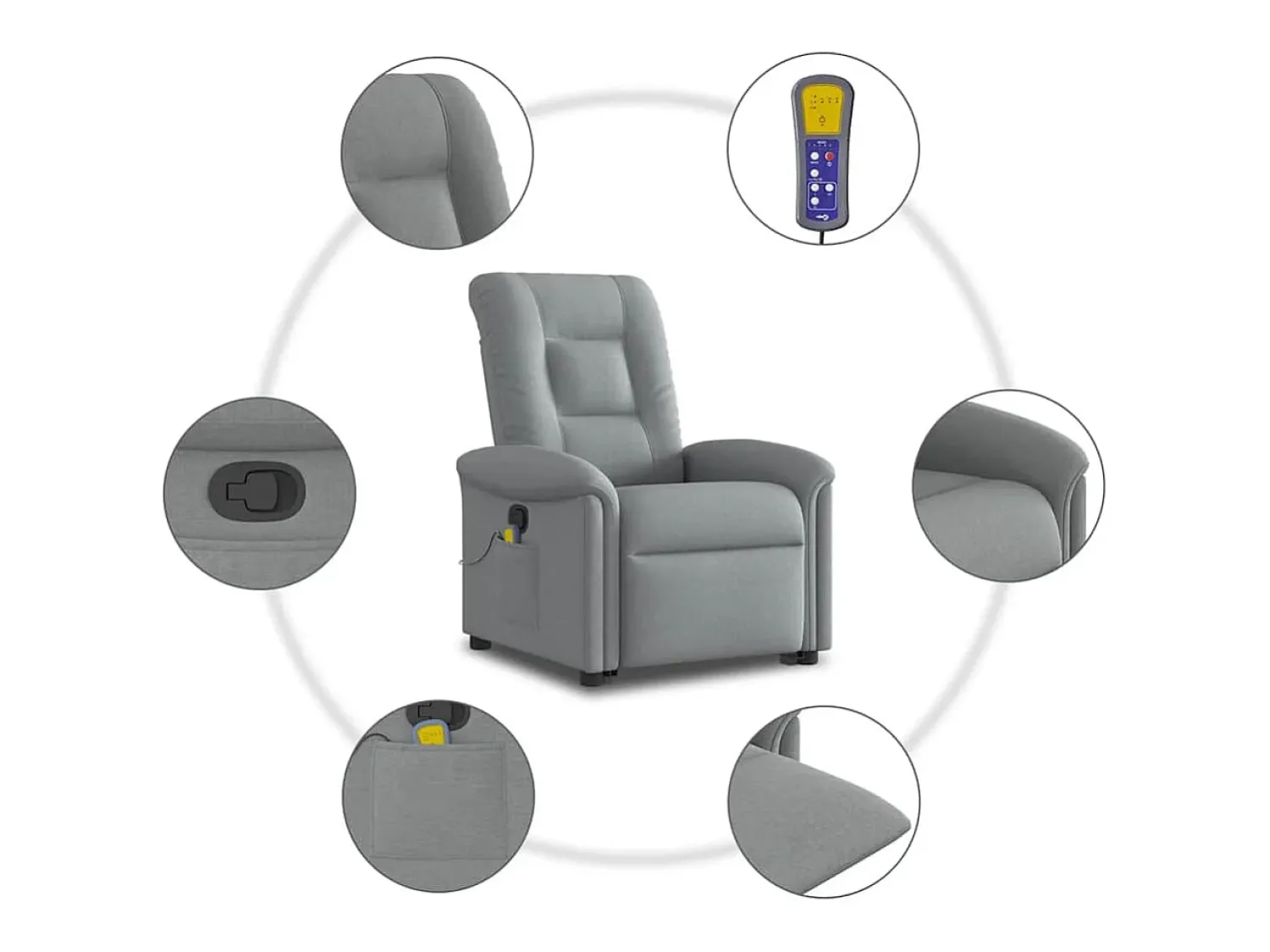 Poltrona* Poltrona reclinável massagens | Poltrona Confortável tecido -claro SHL345312 Cinzento