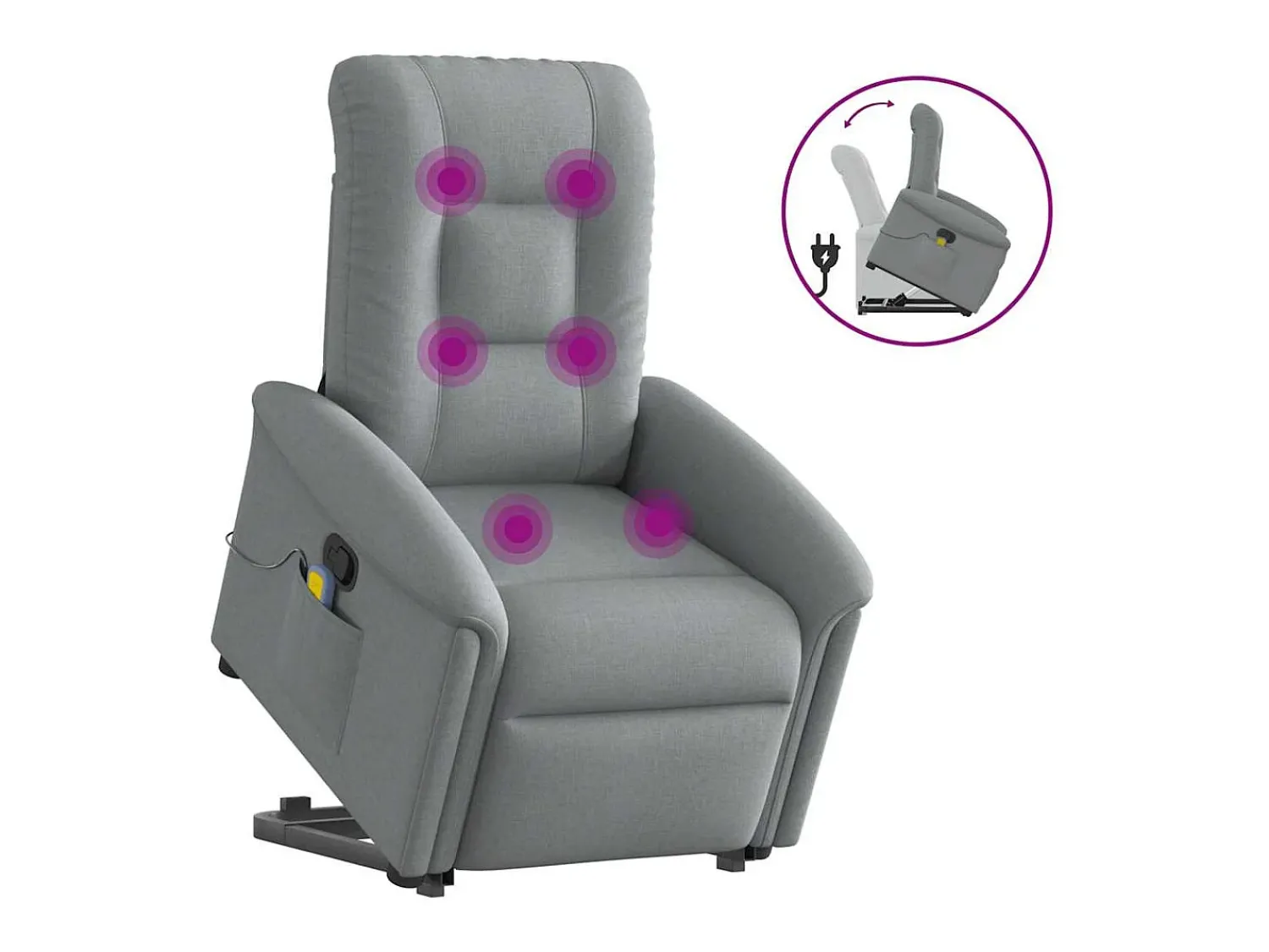 Poltrona* Poltrona reclinável massagens | Poltrona Confortável tecido -claro SHL345312 Cinzento