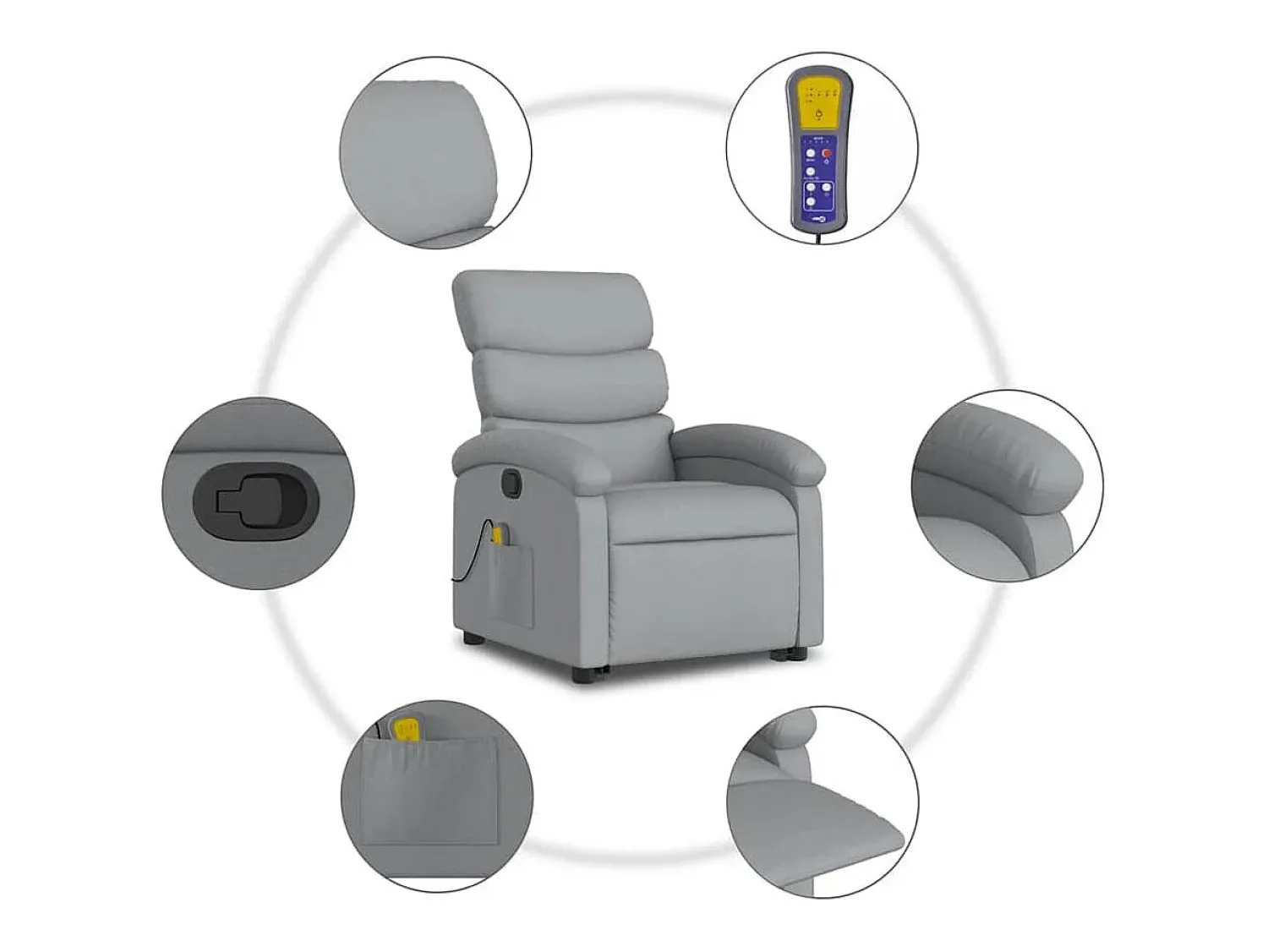 Poltrona* Poltrona reclinável massagens | Poltrona Confortável tecido -claro SHL16483 Cinzento
