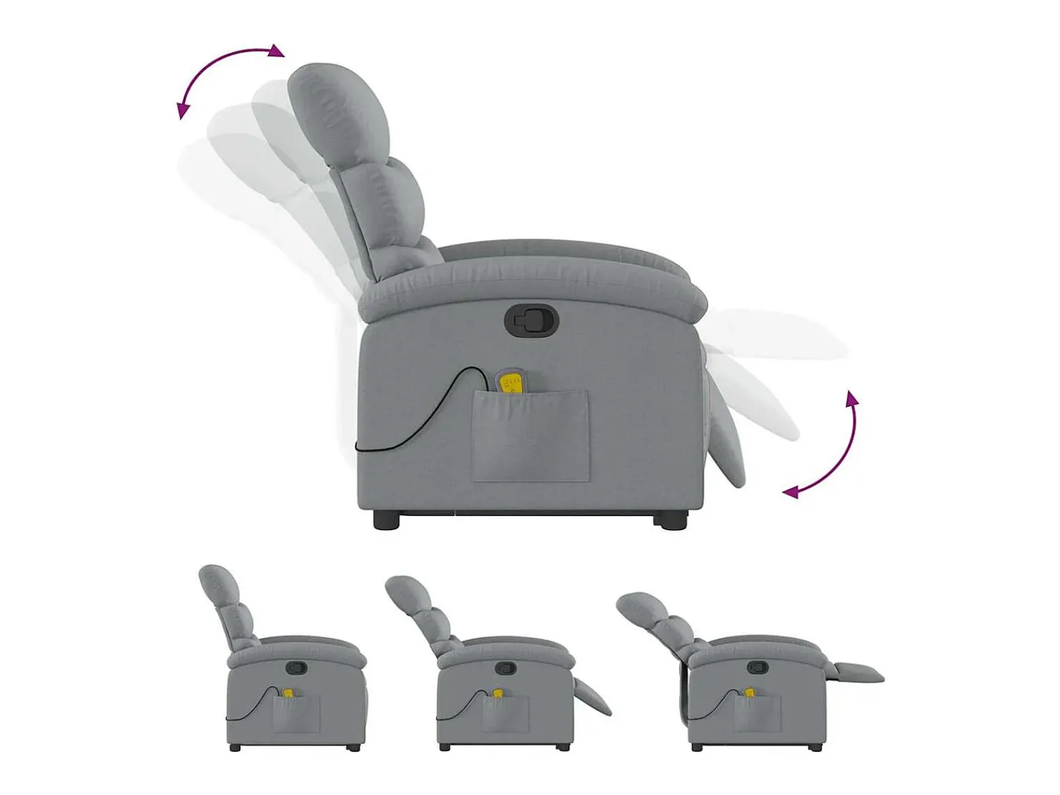 Poltrona* Poltrona reclinável massagens | Poltrona Confortável tecido -claro SHL16483 Cinzento