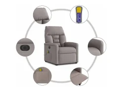 Outlet Poltrona reclinável massagens elétrica | Poltrona Confortável tecido cinza-acastanhado SHL12558 Taupe