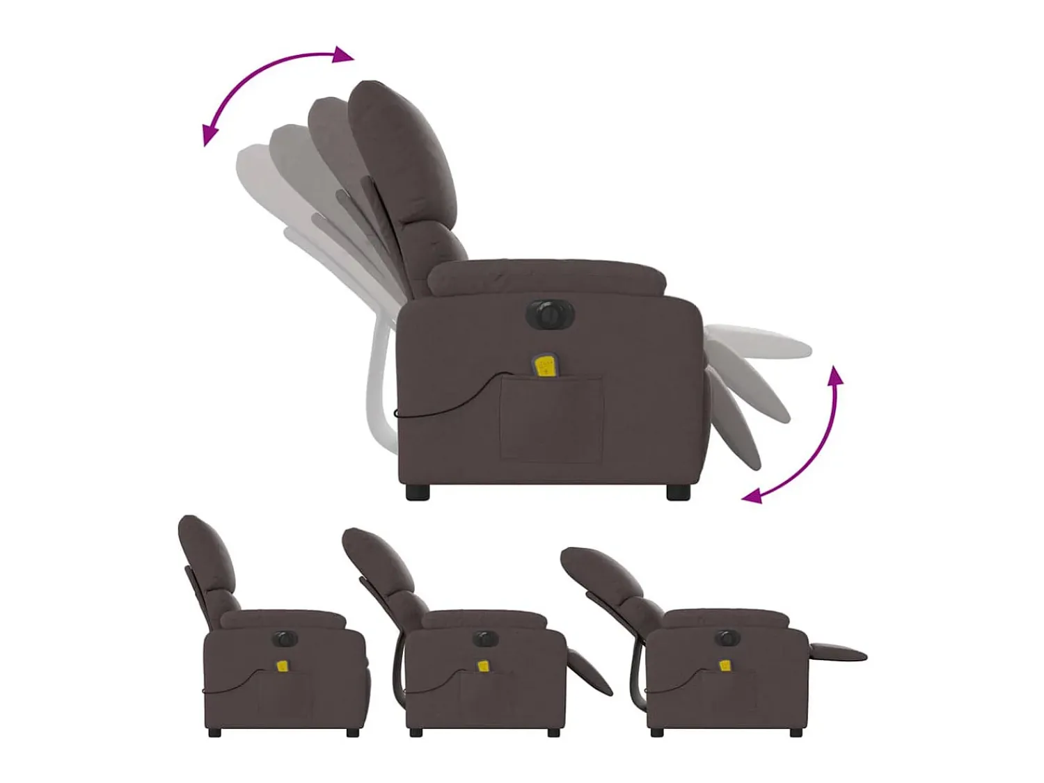 Poltrona* Poltrona reclinável massagens elétrica | Poltrona Confortável tecido -escuro SHL632329 Castanho