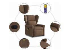 Best Poltrona reclinável massagens | Poltrona Confortável tecido SHL454995 Castanho