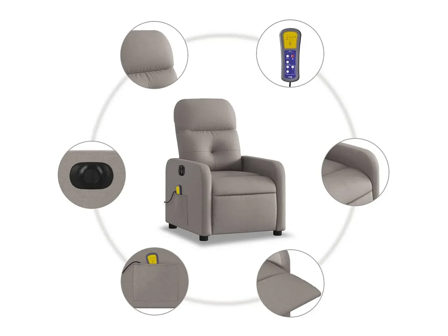 Poltrona| Poltrona reclinável massagens elétrica | Poltrona Confortável tecido cinza-acastanhado SHL946312 Taupe