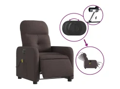 Poltrona| Poltrona reclinável massagens elétrica | Poltrona Confortável tecido -escuro SHL203738 Castanho