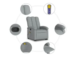 Poltrona* Poltrona reclinável massagens | Poltrona Confortável tecido -claro SHL370660 Cinzento
