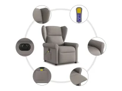 Poltrona reclinável massagens elétrica | Poltrona Confortável tecido cinza-acastanhado SHL312615^ Poltrona