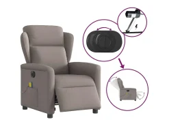 Clearance Poltrona reclinável massagens elétrica | Poltrona Confortável tecido cinza-acastanhado SHL934040 Taupe