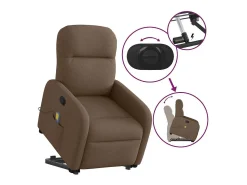 Poltrona|vidaxl Poltrona reclinável massagens tecido Castanho